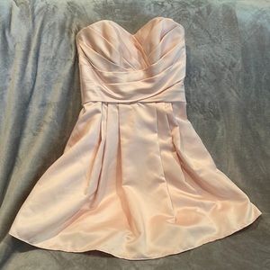 David’s Bridal pale blush pink strapless sweetheart mini dress w/ pockets SIZE 0